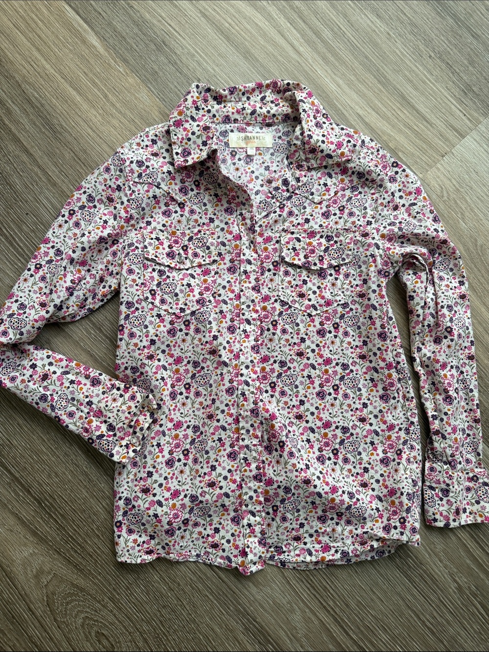 Shyanne Girls' Floral Button-Down Shirt - Pink, Purple & White